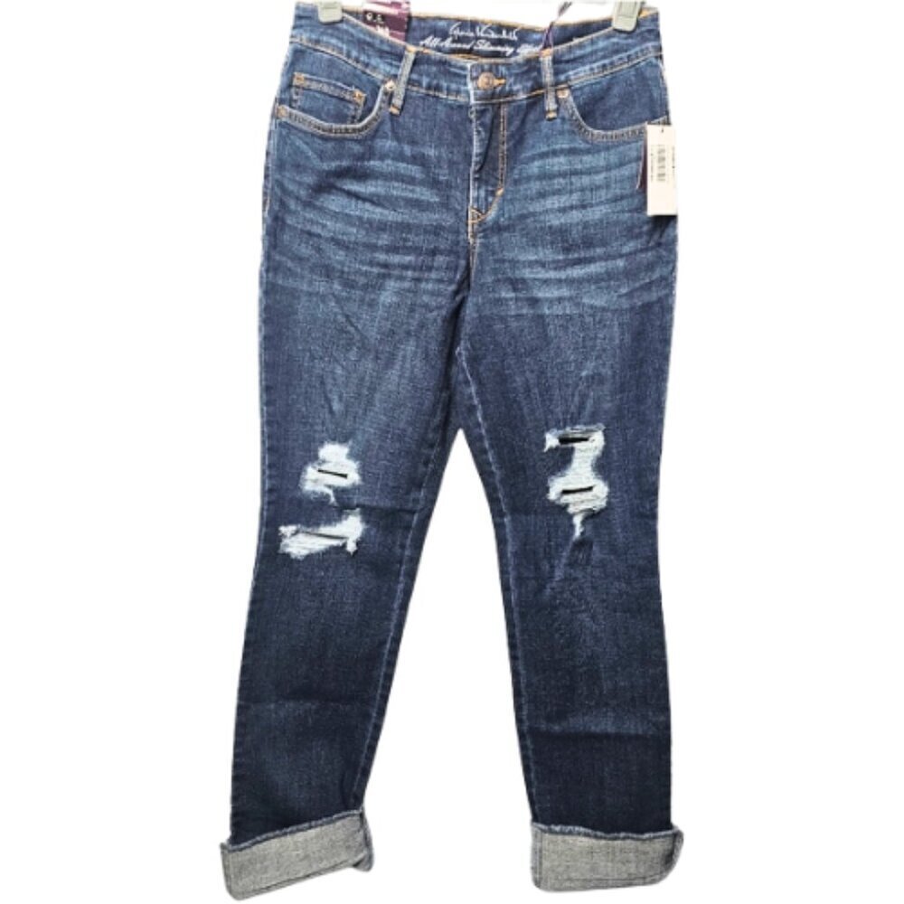 Gloria Vanderbilt Dark Wash Slim Straight Mid Rise Jeans Size 4 NWT - Picture 2 of 14